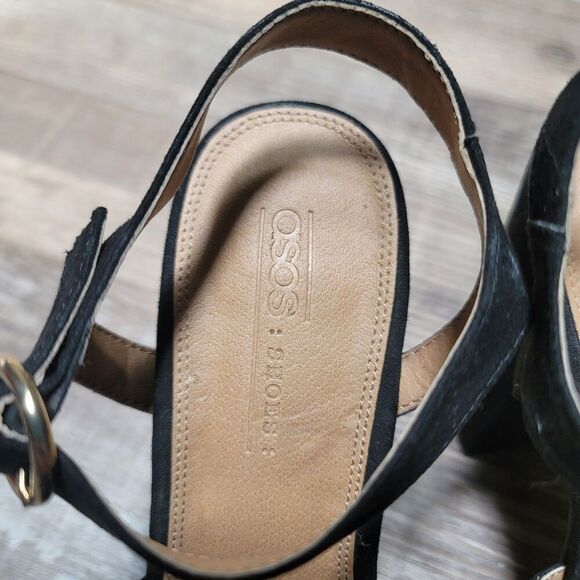 ASOS Womens 6 Black Suede Leather Ankle Strap Heel - Picture 7 of 8